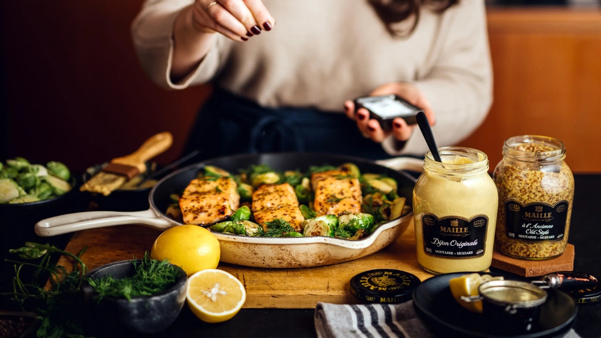 Foodservice Chef using Maille Dijon Mustard for Entrees